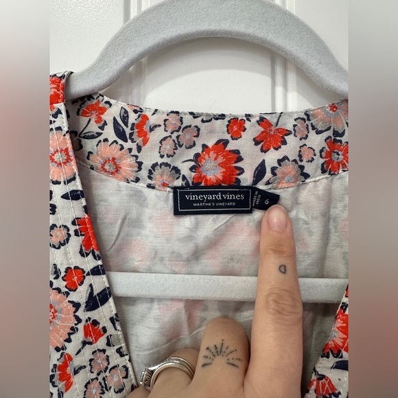 Vineyard Vines Ivy League Ruffle Dress 6 Floral Silk Cotton - Picture 7 of 14